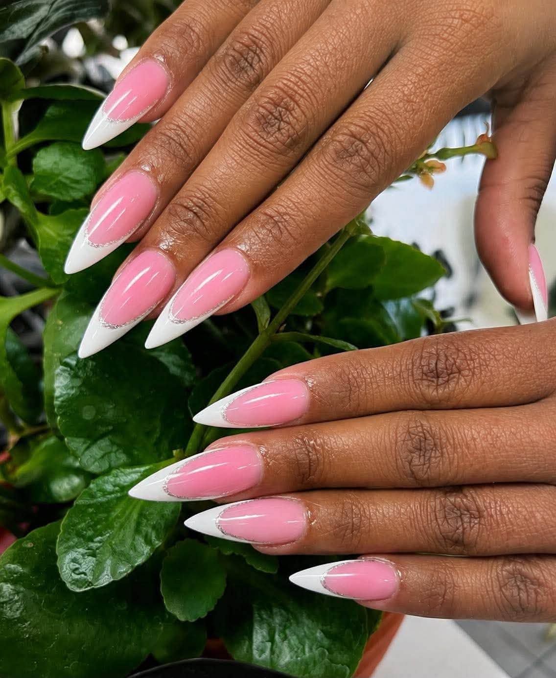 Pink French manicure by La Belle Nails